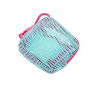 VILLCASE Trousse de Rangement en Maille Carrée Bleu-Vert Petite Pochette Multifonction pour Câbles et Cosmétiques avec Lanière Rose pour Voyage Maison et Bureau Organiseur Léger et