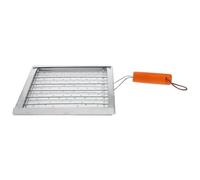 VILLCASE Ustensiles de Cuisson avec Poignée en Bois en Acier Inoxydable Compacts Panier Grillé Carré Multifonctionnel Portable Facile à Nettoyer pour Cuisson en Plein Air et Camping