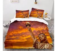 Ville Am¿¿Ricaine House De Couette X Cm Polyester-Coton Linge De Lit Anti-Allergique Housse De Couette Personne Avec Deux Taies D'oreiller X Cm