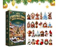 Ville de Noël 2026, calendrier de compte à rebours ornemental | Ville de Noël miniature, compte à rebours en brique, pour maison, appartement, salon, chambre, bureau, bibliothèque, cheminée