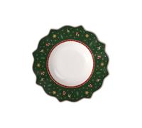 Villeroy & Boch 14-8585-2701 Assiette Creuse Verte Toy’S Delight Arts de la Table de Noël, Porcelaine, Vert, 26.5 x 26.8 x 14 cm