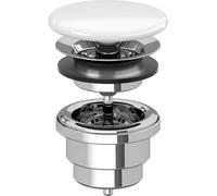 Villeroy & Boch 68350001 Robinet à tige, robinet de lavabo, vidage, cache en céramique, non verrouillable, Blanc Alpin, 5/4 pouce