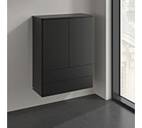 Villeroy & Boch Antao haut de table K47000PD 2 portes, 814 x 1039 x 356 mm, façade sans structure, laque noire mate / laque noire mate