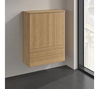 Villeroy & Boch Antao Highboard K47100HN, 2 portes, 814 x 1039 x 356 mm, façade texturée, chêne miel / chêne miel