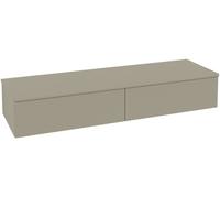 Buffet Villeroy & Boch Antao L42002HL avec éclairage, 2 tiroirs, 1600 x 268 x 500 mm, façade lisse, laque mate Vert Feuille / Noyer Chaud
