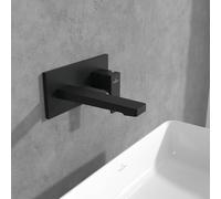 Mitigeur lavabo mural VILLEROY ET BOCH Architectura Square avec vidage Push Open Noir mat