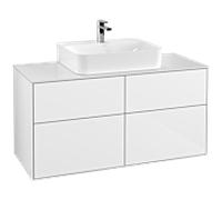 Villeroy & Boch Meuble sous lavabo Finion G13100GF 4 tiroirs éclairage 120x60,3x50,1 cm Blanc laqué