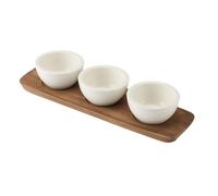 Villeroy & Boch Artesano Original Ensemble De Coupelles Pour Sauce, 4 Pièces, Porcelaine Premium/Bois, Blanc