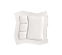 Villeroy & Boch - assiette à grillades NewWave, 3 zones, carrée, porcelaine premium, compatible lave-vaisselle et micro-onde, blanc, 27 cm