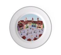 Villeroy & Boch Assiette plate Design Naïf Village en porcelaine ronde 27 cm Rouge