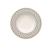 Villeroy & Boch Audun Promenade Assiette creuse, 24 cm, Porcelaine Premium, Blanc/Gris/Jaune