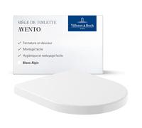 Villeroy & Boch Avento abattant WC - Abattant toilettes White brillant avec fermeture automatique - Abattant de WC amovible incassable en Duroplast - Couv. waters fin forme de D - Pièce rech. orig.