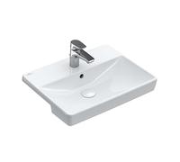 Villeroy & Boch Avento - Lavabo semi-encastrable 55x44 cm, avec trop-plein, trou pour robinet, CeramicPlus, Stone White 4A0655RW
