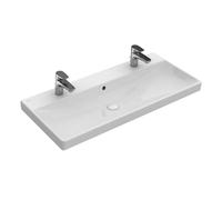 Villeroy & Boch Avento - Meuble lavabo 100x47 cm, avec trop-plein, 2 trous de robinetterie, blanc alpin 4156A401