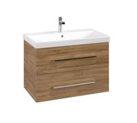 Villeroy & Boch – Meuble sous lavabo Avento A89100RH, 2 tiroirs, 780×514×484 mm, poignée chrome, Chêne Kansas
