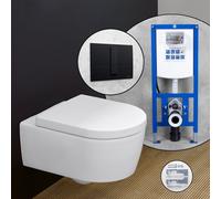 Villeroy & Boch Avento Pack complet Cuvette suspendue et bâti-support neeos,, 5656HRR1+16791BM#SET,