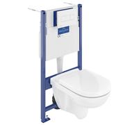 Villeroy & Boch Bâti-support sol-mur avec plaque de déclenchement et Cuvette suspendue O.Novo - Blanc mat