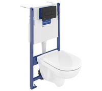 Villeroy & Boch Bâti-support sol-mur avec plaque de déclenchement et Cuvette suspendue O.Novo - Noir mat