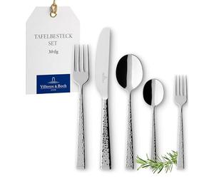 Villeroy & Boch - Blacksmith Ménagère Couverts 30 Pièces pour 6 Personnes Argent, Garanti Lave-Vaisselle, Couvert En Inox, Ensemble Couvert Platine, Set de Couverts de Table, Acier Inoxydable