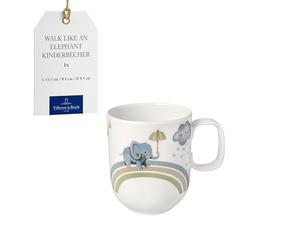 Villeroy & Boch - Boho kids Walk like an elephant Grande tasse pour enfants avec anse, Tasse en porcelaine, Vaisselle pour enfants, Lavable au lave-vaisselle, Compatible micro-ondes