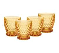 Villeroy & Boch Boston - Lot de 4 gobelets à safron colorés - Motif à facettes - En cristal - Pour boissons chaudes et froides - Passe au lave-vaisselle - Jaune - 330 ml