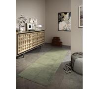 Villeroy & Boch Charlotte Tapis en Laine Nature Tapis de Salon Tissé à la Main et Naturel Boho Tapis Laine pour Salon, Chambre à Coucher, Salle à Manger, Couloir, Cuisine - Vert, 80 x 250 cm