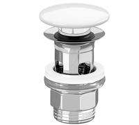 Villeroy & Boch clapet de vidage push-open pour lavabo avec trop-plein, garniture de vidage en laiton avec couvercle en céramique, clapet pop-up Ø 32 mm, Blanc alpin