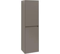 Villeroy & Boch Collaro Armoire haute, 1 porte, charnières à droite, avec panier à linge, 454x1538x349mm, C03401RH, Couleur: Façade/carcasse : Chêne du Kansas, poignée : Graphite