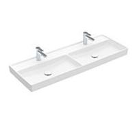 Villeroy & Boch Collaro double vasque 4A34D1RW pierre blanche c-plus, avec trou pour robinetterie sans trop-plein