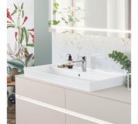 Meuble vasque Villeroy & Boch Collaro 4A338GRW 800 x 465 x 160 mm, avec trop-plein, dessous meulé, finition Céramique Plus Blanc Pierre