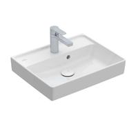 Villeroy & Boch Collaro - Meuble lave-mains 50x40 cm, avec trop-plein, un trou de robinetterie, CeramicPlus, Stone White 43345GRW