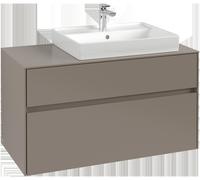 Villeroy & Boch Collaro Meuble sous-lavabo, 2 tiroirs, lavabo à droite, suspendu, 1000x548x500mm, C01800AF, Couleur: Façade/corps : vert tendre, poignée : gris cachemire