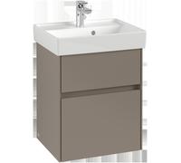 Villeroy & Boch Collaro Meuble sous-lavabo, 2 tiroirs, lavabo au centre, avec éclairage, 460x546x374mm, C006B0VQ, Couleur: Avant/corps : bleu marine, poignée : noir volcan.