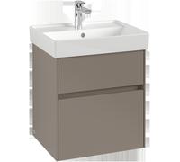 Villeroy & Boch Collaro Meuble sous-lavabo, 2 tiroirs, lavabo au centre, avec éclairage, 510x546x414mm, C007B0VQ, Couleur: Avant/corps : bleu marine, poignée : noir volcan.