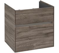 Villeroy & Boch Collaro Meuble sous-lavabo, 2 tiroirs, lavabo au centre, avec éclairage, 554x546x444mm, C008B0RK, Couleur: Façade/carcasse : Chêne de pierre, Poignée : Graphite