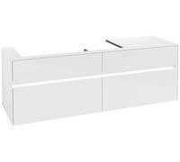 Villeroy & Boch Collaro Meuble sous-lavabo, 4 tiroirs, lavabo à gauche, montage mural, avec éclairage, 1600x548x500mm, C029B0DH