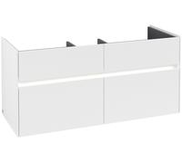 Villeroy & Boch Collaro Meuble sous-lavabo, 4 tiroirs, lavabo au centre, avec éclairage, 1154x546x444mm, C012B0MS, Couleur: Façade/carcasse : blanc mat, poignée : blanc mat