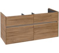 Villeroy & Boch Collaro Meuble sous-lavabo, 4 tiroirs, lavabo au centre, avec éclairage, 1154x546x444mm, C012B0RH, Couleur: Façade/carcasse : Chêne du Kansas, poignée : Graphite