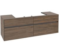 Villeroy & Boch Collaro Meuble sous-lavabo, 4 tiroirs, lavabo au centre, montage mural, 1600x548x500mm, C03100VH, Couleur: Façade/carcasse : Chêne Arizona, poignée : Graphite