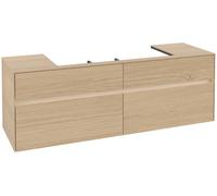 Villeroy & Boch Collaro Meuble sous-lavabo, 4 tiroirs, lavabo au centre, montage mural, avec éclairage, 1600x548x500mm, C031B0VJ, Couleur: Carcasse/avant : Chêne nordique, poignée : Gris cachemire