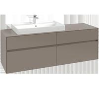 Villeroy & Boch Collaro Meuble sous-lavabo, 4 tiroirs, suspendu, vasque à gauche, avec éclairage, 1600x548x500mm, C026B0VL