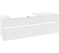 Villeroy & Boch Collaro Meuble sous-lavabo, 4 tiroirs, suspendu, vasque à gauche, avec éclairage, 1600x548x500mm, C026B0MS, Couleur: Façade/carcasse : blanc mat, poignée : blanc mat