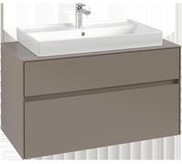 Villeroy & Boch Collaro Meuble sous-lavabo, lavabo au centre, montage mural, 2 tiroirs, avec éclairage, 1000x548x500mm, C020B0AB