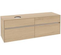 Villeroy & Boch Collaro Meuble sous-lavabo, montage mural, 4 tiroirs, lavabo à gauche, 1600x548x500mm, C05000VJ, Couleur: Carcasse/avant : Chêne nordique, poignée : Gris cachemire