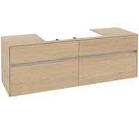 Villeroy & Boch Collaro Meuble sous-lavabo, montage mural, 4 tiroirs, lavabo au centre, 1600x548x500mm, C02800VJ, Couleur: Carcasse/avant : Chêne nordique, poignée : Gris cachemire