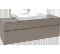 Villeroy & Boch Collaro Meuble sous-lavabo, montage mural, 4 tiroirs, lavabo au centre, avec éclairage, 1600x548x500mm, C028B0AB