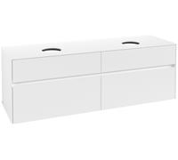Villeroy & Boch Collaro Meuble sous-lavabo, montage mural, 4 tiroirs, pour 2 lavabos, 1600x548x500mm, C05200MS, Couleur: Façade/carcasse : blanc mat, poignée : blanc mat