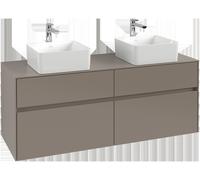 Villeroy & Boch Collaro Meuble sous-lavabo, pour 2 lavabos, 1400x548x500mm, C04800VL, Couleur: Façade/carcasse : Noir volcan, poignée : Noir volcan