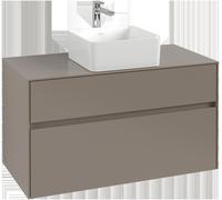 Villeroy & Boch Collaro Meuble sous-lavabo, suspendu, 2 tiroirs, lavabo au centre, 1000x548x500mm, C03800AF, Couleur: Façade/corps : vert tendre, poignée : gris cachemire