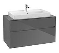Villeroy & Boch Meuble sous-lavabo Collaro C02000FP, lavabo au centre, mural, 2 tiroirs